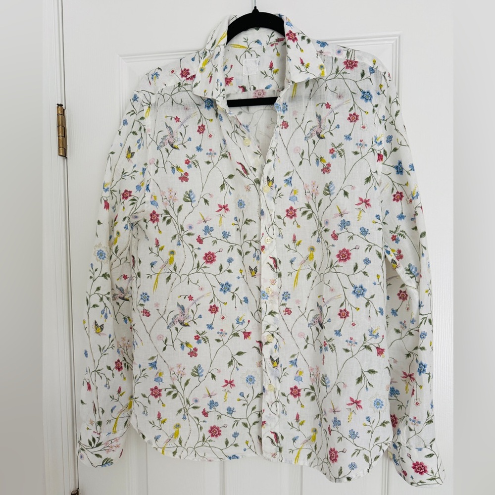Floral Linen Button Down Blouse